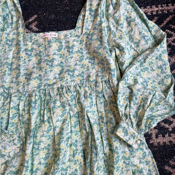 Floral Long Sleeve Square-Neck Dress - Picture 2 of 4